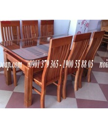 Bộ bàn ghế ăn 6 ghế gỗ xoan đào bắc 