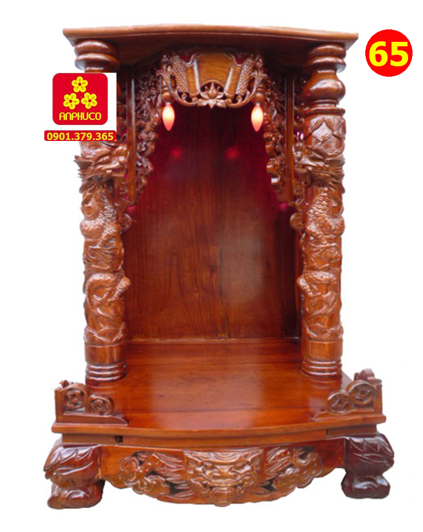 Bàn thờ thần tài gỗ gõ đỏ là một trong những mẫu bàn thờ ông địa được ưa chuộng nhất tại Quận